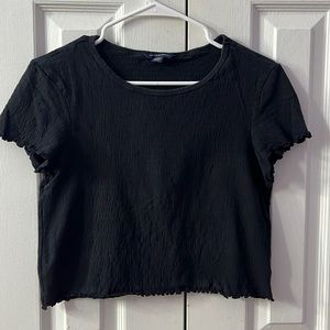 Medium black ruffled crop top. American Eagle Outfitters.